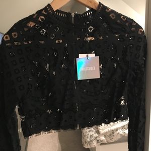 NWT! Missguided Lace Crop Top Long Sleeve